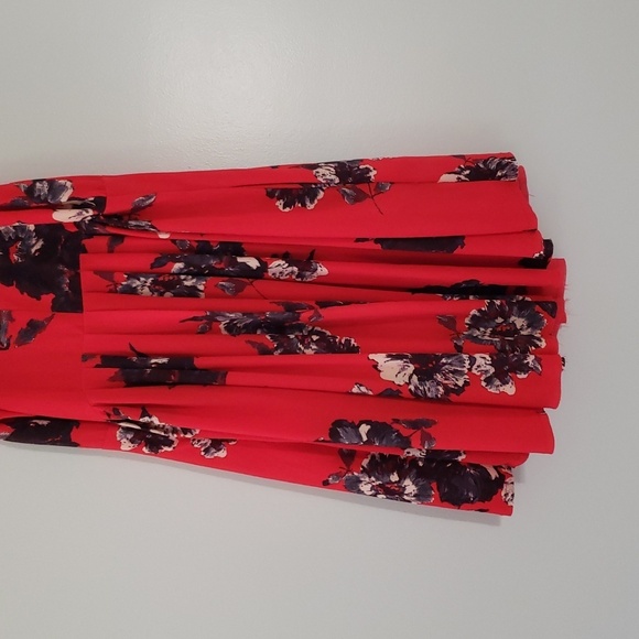 Free People Flutterby Dress 0 Red Floral Halter Fit And Flare Pockets Raw Hem - Picture 5 of 16